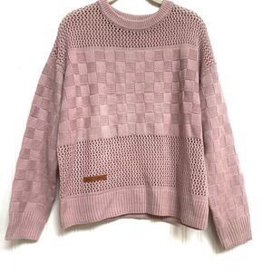 Women’s Simply Southern Pastel Open Knit Pullover Sweater Ribbed Crewneck Size S